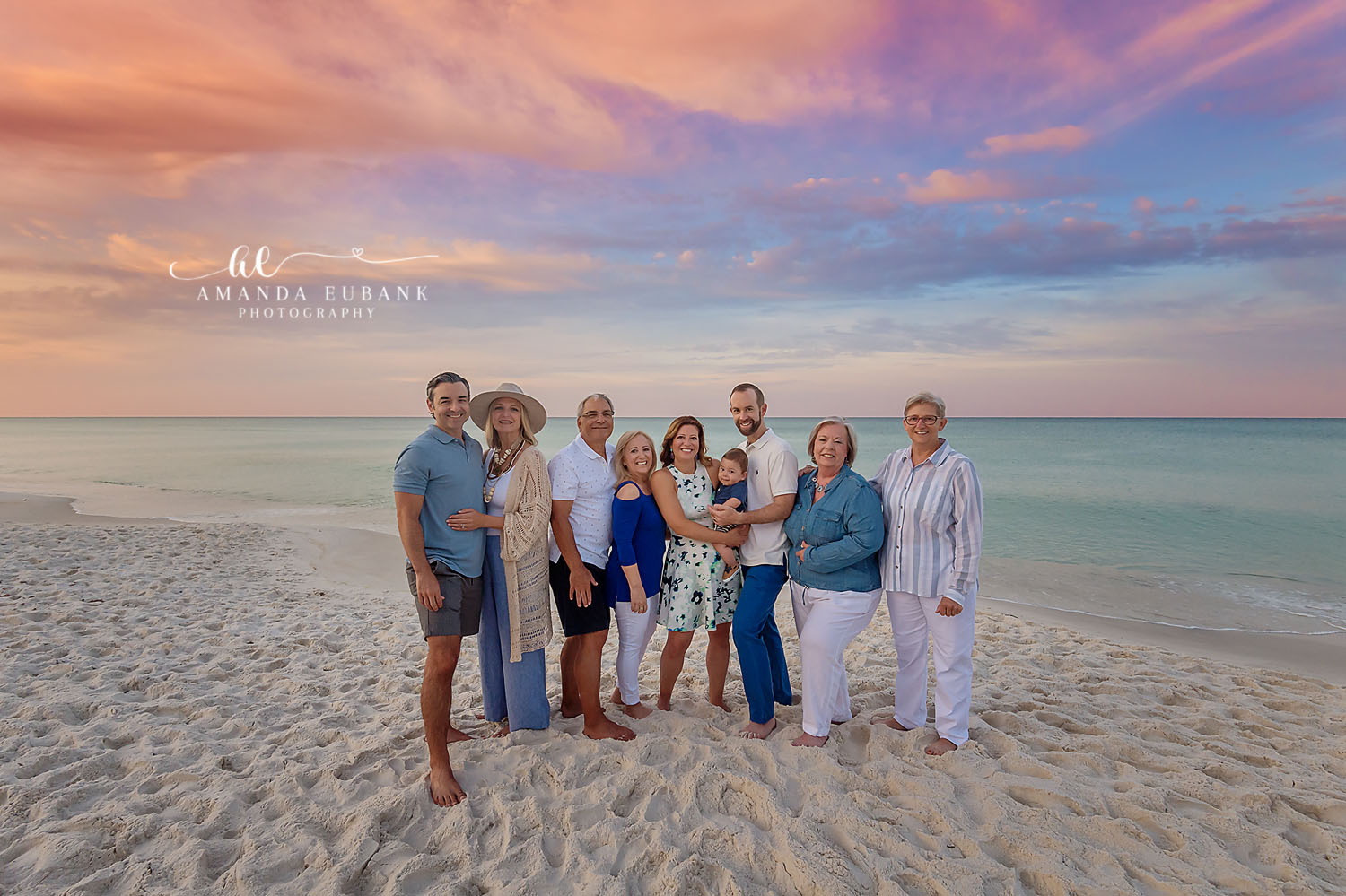 Three Generations on the Sand | Large Family Beach Photos in Tampa, FL Tampa extended family photographer captures an extended family of twelve spanning three generations on the sand.